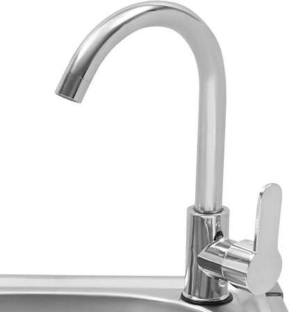 Küchenspüle, kommerzielles Waschbecken aus Edelstahl mit Warm-/Kaltwasserhahn und Wasserrohren, Küchenspüle für Zuhause, Restaurant, 42 x 37 x 75 cm