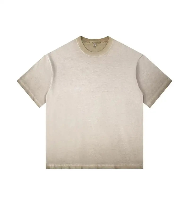 Retro Style Short-sleeved Gradual Change T-shirt Men's and Women's Casual Fashion Loose Simple Cotton Crew Neck Bottoming Shirt.