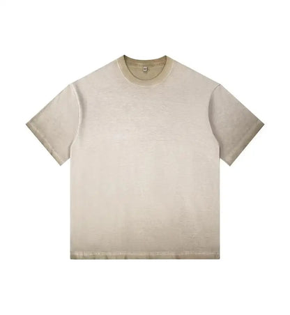 Retro Style Short-sleeved Gradual Change T-shirt Men's and Women's Casual Fashion Loose Simple Cotton Crew Neck Bottoming Shirt.