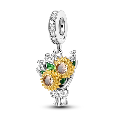 Flowers Series 925 Sterling Silver Sunflowers Tulip Carnation Charms Fit Original Bracelet  For Women Jewelry Making