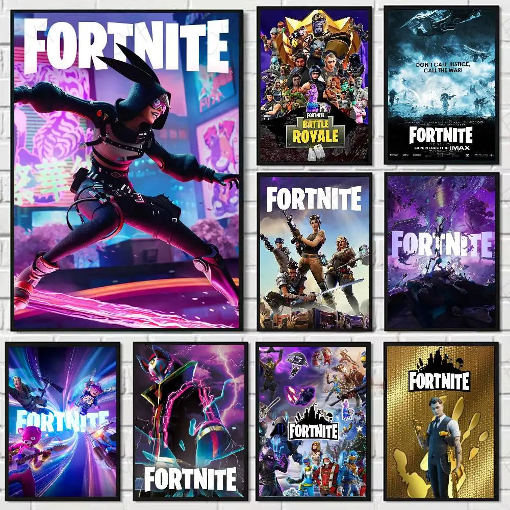 1pc F-Fortnites Poster HD art sticky wall waterproof home living room bedroom bar aesthetic decoration.