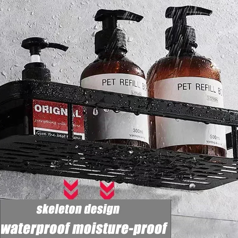 Bad Regal Küche Lagerung Veranstalter Aluminium legierung Shampoo Rack Dusch regal Bad zubehör kein Bohr regal