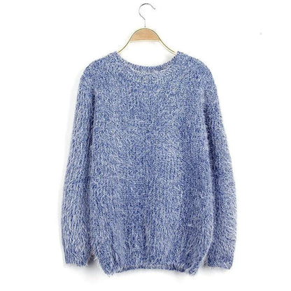 Pullover 2019 Herbst Winter Frauen Oansatz Pullover Lose Gestrickte Damen Pullover Weibliche größe Casual Einfarbig Plüsch Pullover.