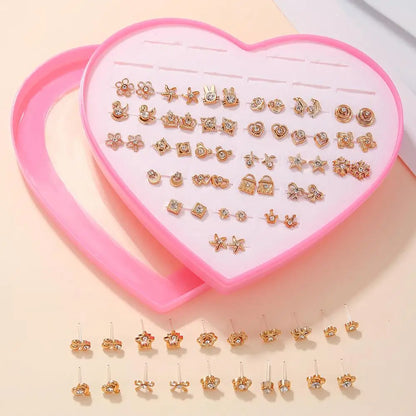 Multicolor 36Pairs Cartoon Hypoallergenic Plastic Stud Earrings Set For Women Girl Cute Animal Flower Ear Wedding Gifts Jewelry