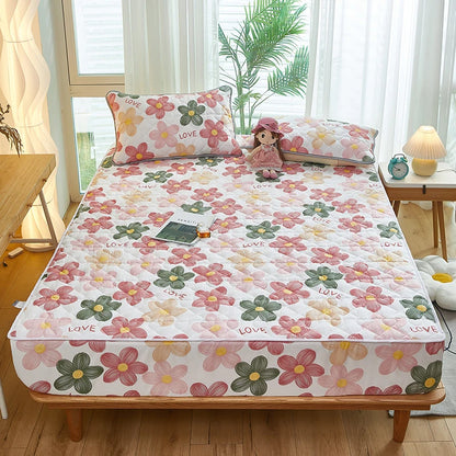 Printed Bedspread Bed 90/120/150/180cm Cover Thicken Bed Linen Sheets fundas de colchón Non-slip Mattress Covers (No Pillowcase)