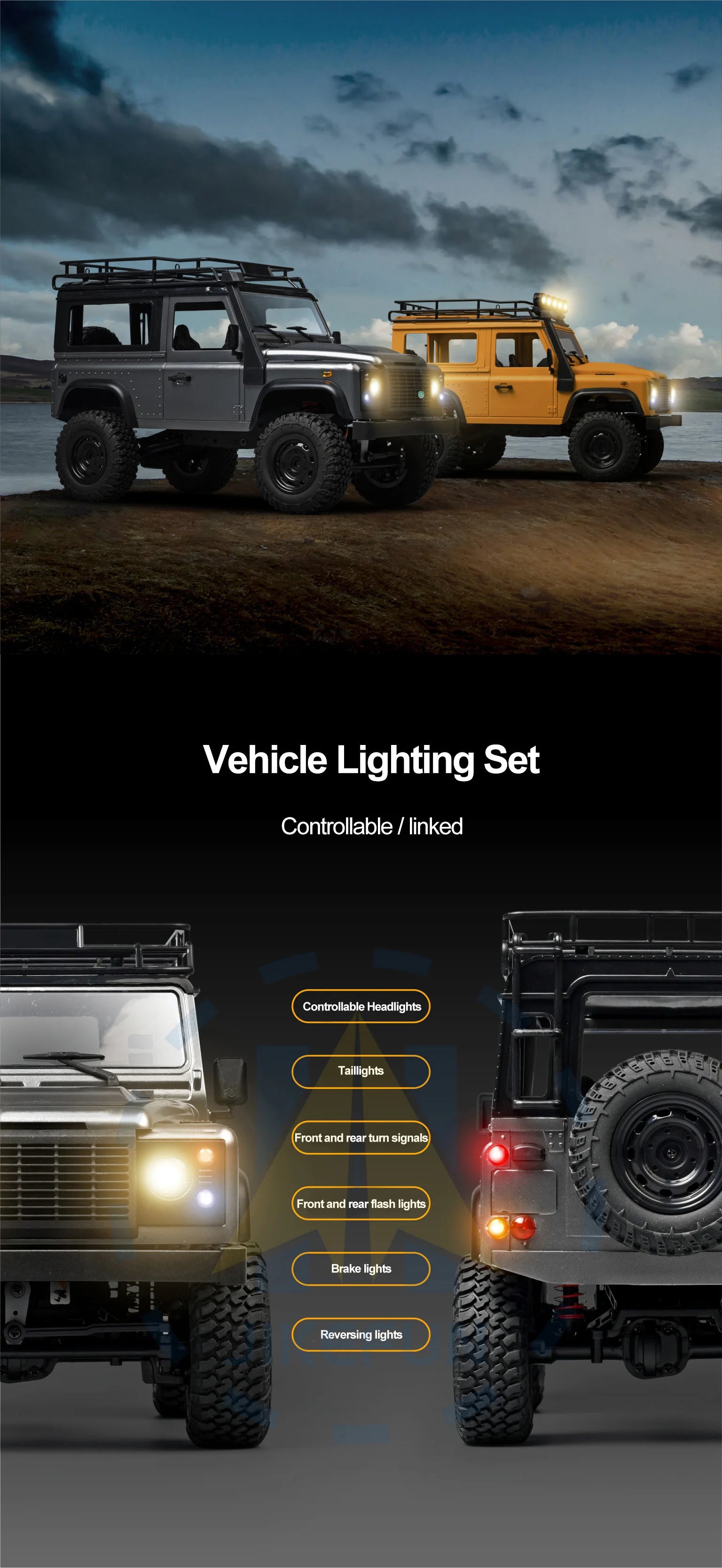 1/12 MN99s Rc Car MN Model 2.4G RTR Remote Control 4WD Off-road Climbing Crawler Defender Pickup Truck Toys for Children.