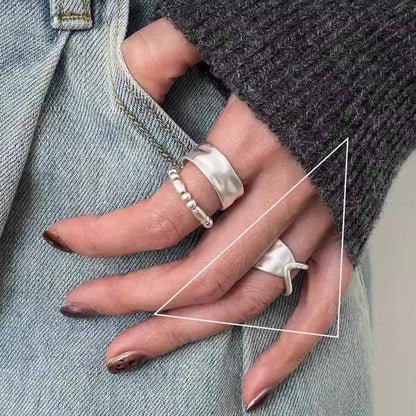 VENTFILLE 925 Sterling Silver Irregular Design Wave Golden Stackable Finger Rings Trendy Adjustable For Women Gifts Dropshipping