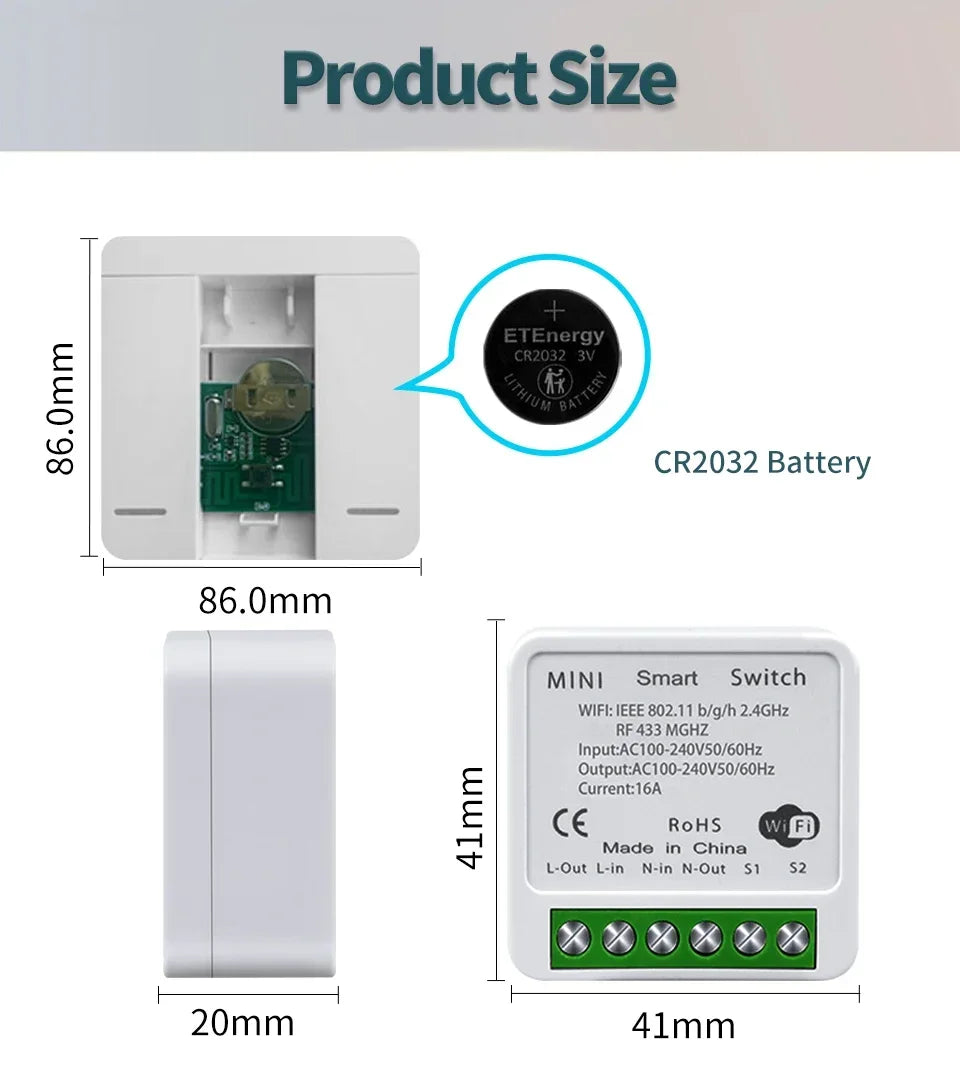 Tuya Smart WiFi Schalter Für LED Beleuchtung 1/2/3 Gang RF433MHz Drahtlose Panel Schalter Smart Leben APP Alexa google Home Voice Control.