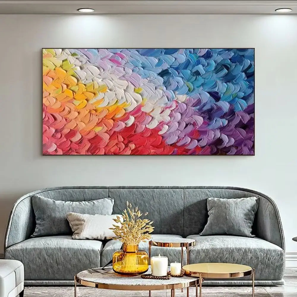 Thick Knife Oil Painting Abstract Hand Drawn Art Oil Painting Canvas Poster  Wall Art Decorative Pictures for Living Room Decor.