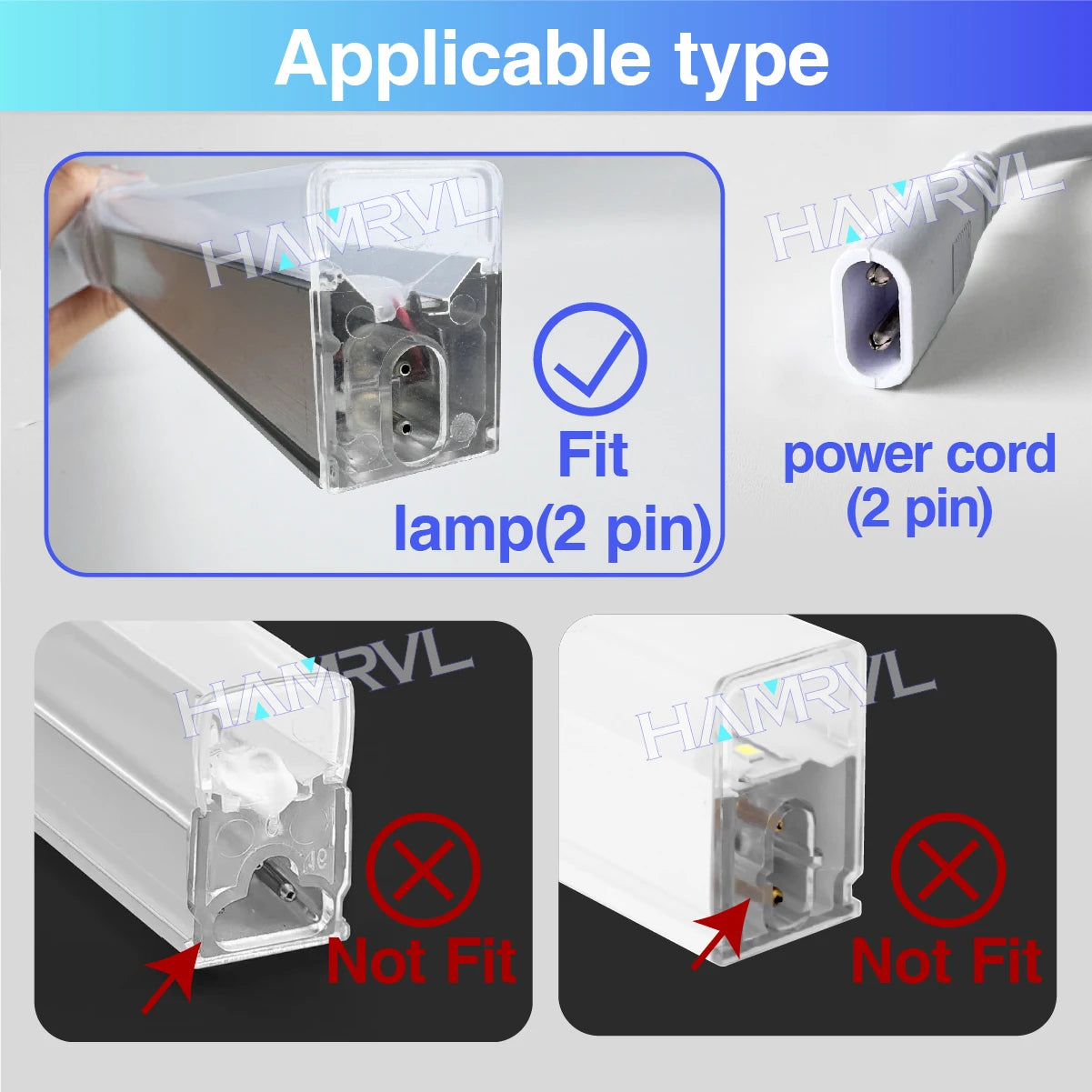 All Copper 2-Pin V/Y/L/T/I Connector for LED Lamp is Suitable for Bordered Hexagon Light Tube 110-240V.