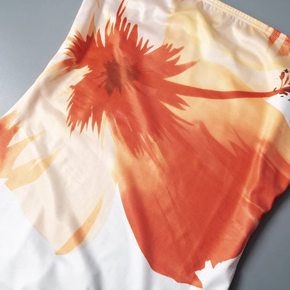 CUTENOVA Damen 2024, neues, mit Blumenmuster bedrucktes, schlauchloses Kleid, lässig, Urlaub, schulterfrei, schlank, Strand, bodenlang, langes Kleid.