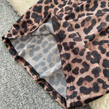 SINGREINY Sexy Party Langes Kleid Spaghettiträger Korsett Schlanke Spitze Patchwork Geraffte Mesh Rückenfrei 2025, Leopardenmuster Maxi-Sommerkleid.