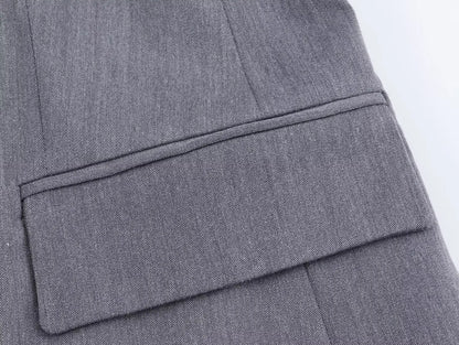 HH Frau Mode Vielseitige Lange Ärmel Zweireiher Tasche Dekoration Blazer + High Street Casual Pendeln Hose 2-teiliges Set