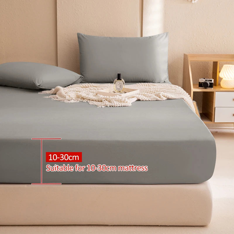 Safe Waterproof Mattress Cover Soft Comfortable Breathable Bed Cover With Elastic Band Fit Machine Washable Single Double Size.
