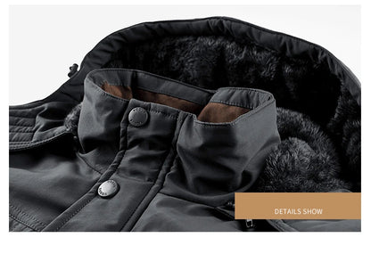 Thick Coat Winter Outdoor Running Sports Windproof Warm Fleece Hooded Cargo Jacket Men Removable Hood Thick Warm Fleece Jacket