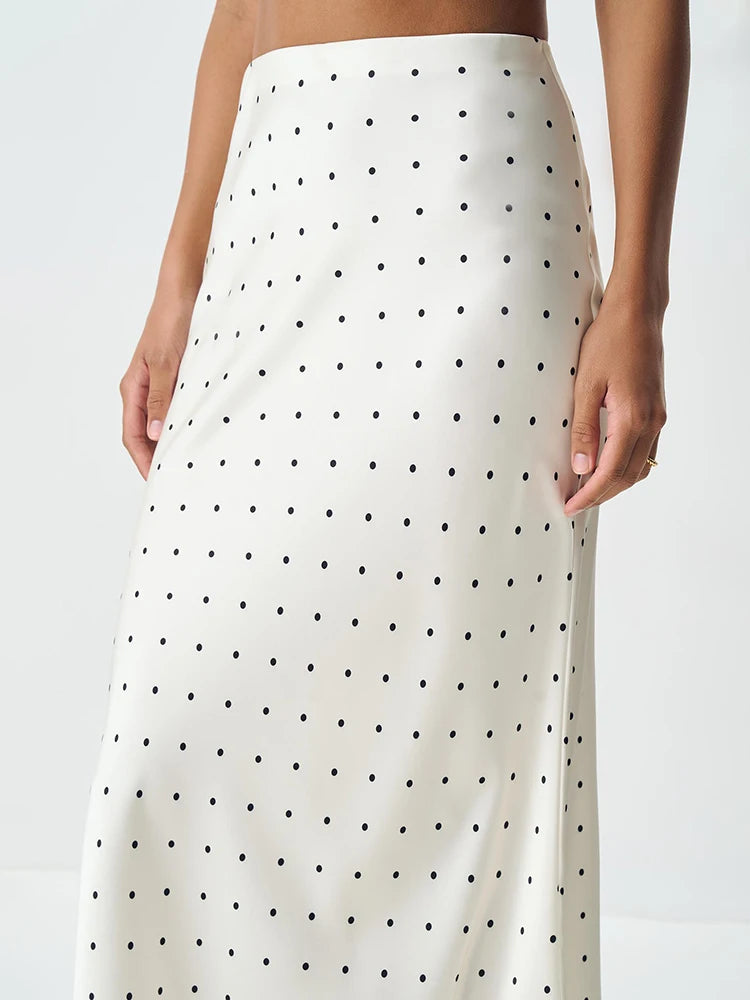 Blifanbo  Polka Dot High Waist Midi Skirt For Women Stain Slim Elegant Bodycon Midi Skirt Autumn fashion Female Skirt Streetwear.