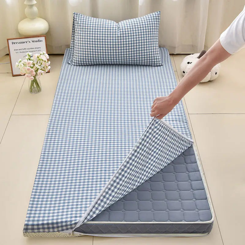 WOSTAR Geometric printed mattress protector cover with zipper fully enclosed single bed sheet pure cotton protection pad 90x190