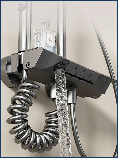 Four Ways Water Outlet Shower System Smart Digital Bathroom Shower Faucet Set Temperature Display Rainlfall Sunflower Shower Set