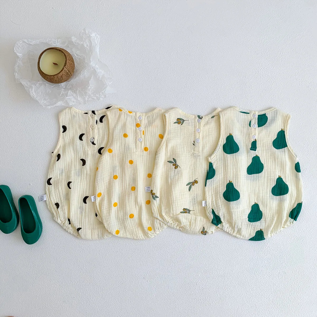 2023 neue Im Sommer Infant Neugeborene Baby Mädchen Jungen Falten Tuch Baumwolle Outfits Kinder Casual Overalls Kleinkind Bodys.