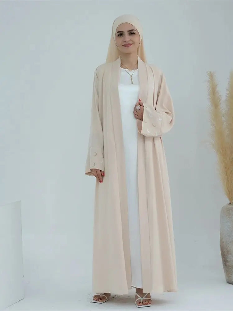 Ramadan Moon Embroidered Abaya Kimono Damen Dubai Luxury 2025 Islam Muslim Kaftan Modest Dress Kebaya Caftan Abayas For Women.