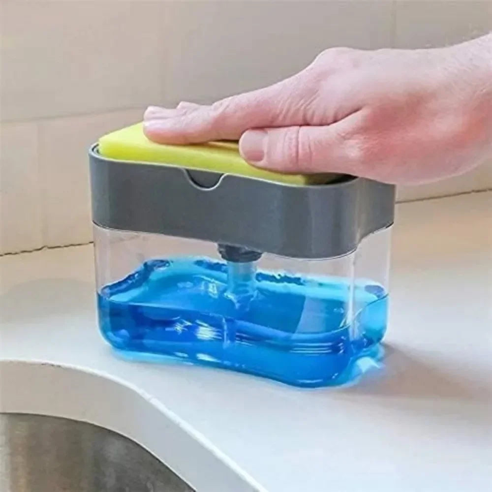 Soap Dispenser 2 In 1 Dishwashing Sponge Holder Kitchen Sink Dish Washing Soap Pump Dispenser Sponge Caddy.