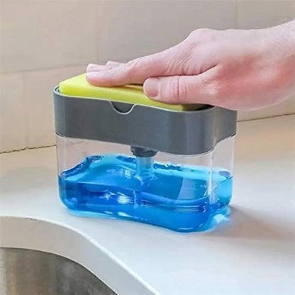 Soap Dispenser 2 In 1 Dishwashing Sponge Holder Kitchen Sink Dish Washing Soap Pump Dispenser Sponge Caddy.