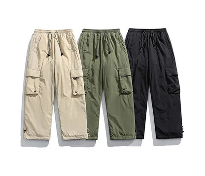 Winter Duck Down Skiing Cargo Pant Men Women Outdoor Thick Warm Loose Casual Sports Techwear Down Pants Track Trouser Sweatpants.