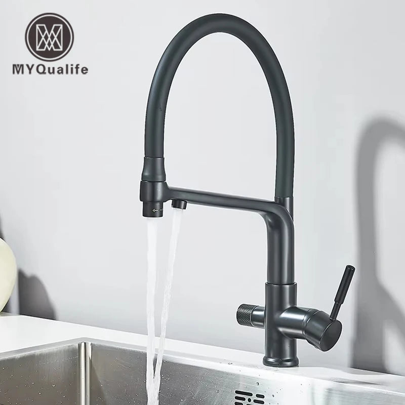Filter Kitchen Faucet Stream/Shower Mode Water Outlet 360 Rotate Deck Mount Tap Drinking Water Flexible Sprayer Crane