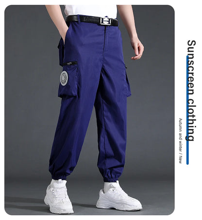 Fan Pants Cold Fishing Pure Cotton Site Welder Camping Ride Climbing Hiking Sports Fan Suit Air-Conditioning Clothes Fan Cooling