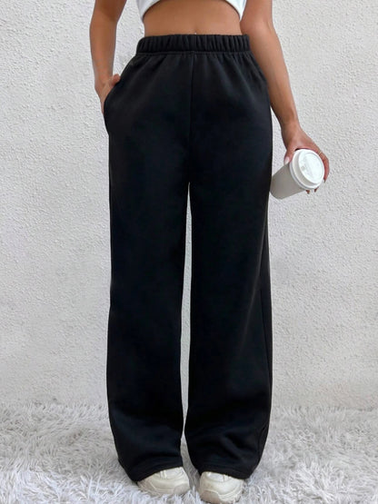 Herbst und Winter Damen warme Hosen Fleece gefüttert hohe Taille lässigen Stil tägliche Kleidung mit Taschen Jogging Jogging hose