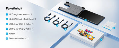 Dopesplay 14.1 inch Portable Monitors 1200P HDR External Screen Extender for Laptop XBox PS4 5 Second Display up to 17.3 Laptops.