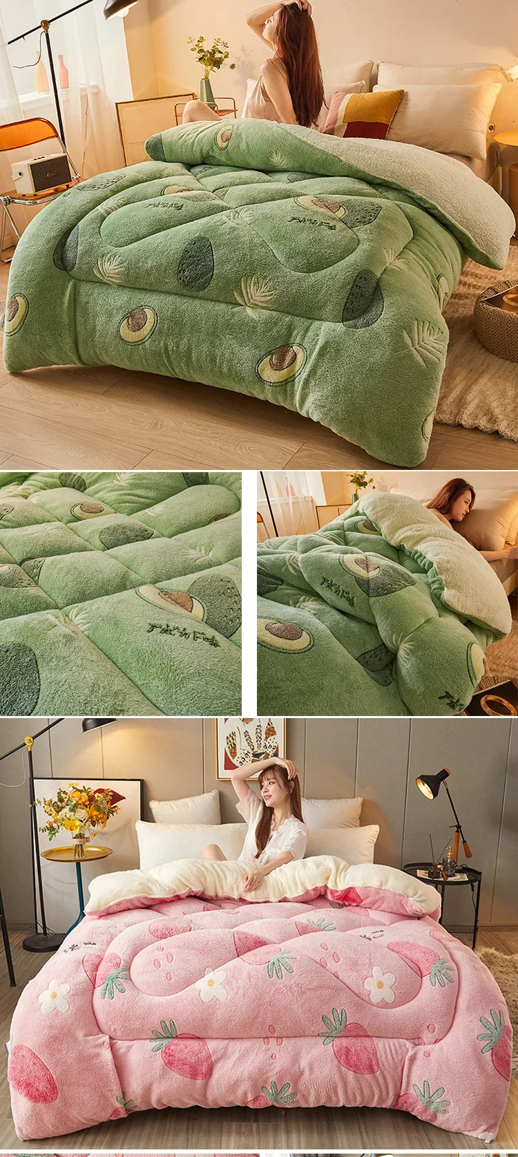 Winter Bedding Thick Quilt Blanket Thickened Warm Flannel Fleece Comforter for Cold Nights Set Bed Duvets Quilts the Blankets.