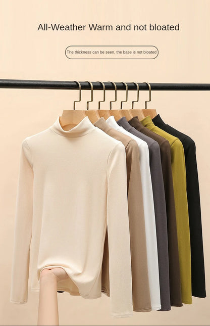 Damen-Strickpullover mit halbem Rollkragen, elegant, koreanische Mode, langärmelig, Oberteil, schmale Passform, Thermo-Pullover, lässige Strickwaren