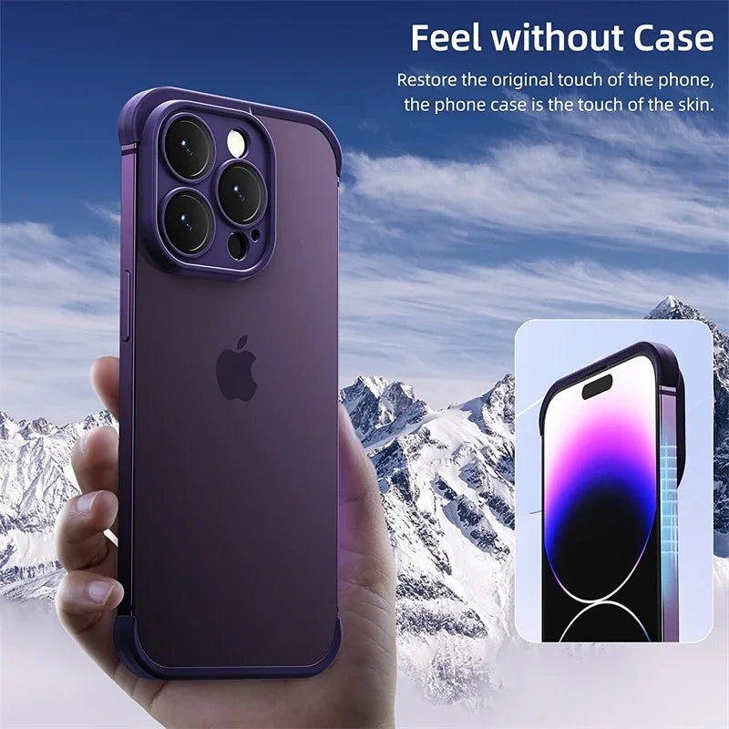 Frameless Silicone Bumper with Lens Protector Case for IPhone 17 Air 14 13 12 15 16 Pro Max Plus 15Pro 16Pro IPones Corner Cover.