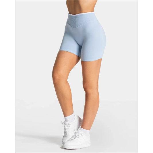 Women's Seamless Gym Solid Color Sports Shorts White Waist Tight High Waist Hip Lifting Yoga Pants Running Sports Shorts.