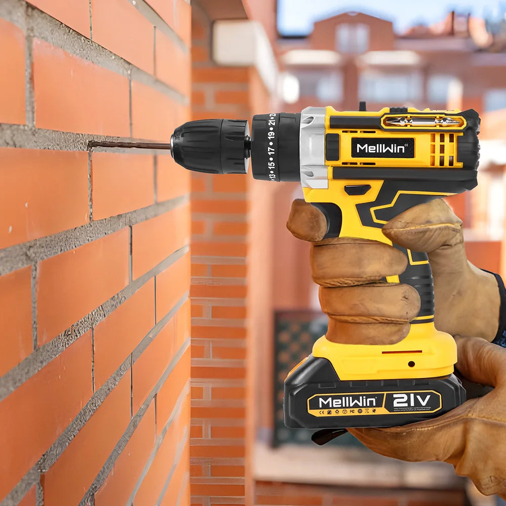 MELLWIN 25 + 3 Drehmoment Elektrische Schlagbohrmaschine Werkzeug Set 3 Modus 2 Gang Geschwindigkeit Akkuschrauber Elektrowerkzeug Für 21 V Batterie