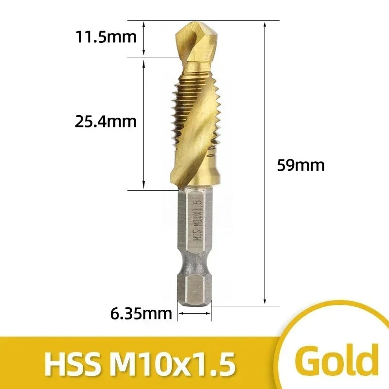 6 stücke Tap Titan Überzogene Sechskantschaft Bohrer Bits HSS Schraube Gewinde Metrische Taping Schraube Maschine Verbindung Werkzeug M3-M10 hand Werkzeuge