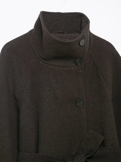 TFMLN Lange Mäntel für Damen mit Stehkragen, 2025, Winter, neuer Trenchcoat mit Gürtel, Vintage, einfache Oberbekleidung, elegante Mode, weiblich