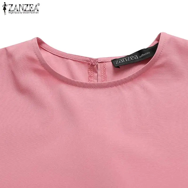 Frauen Lerisure Muslimischen Lange Kleid Übergroßen Vestidos ZANZEA 2023 Sommer Frühling Flare Ärmeln Soild Weibliche Türkische Robe Abaya.