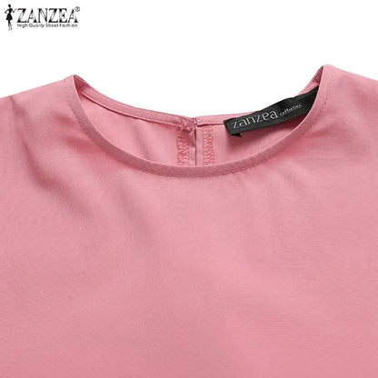 Frauen Lerisure Muslimischen Lange Kleid Übergroßen Vestidos ZANZEA 2023 Sommer Frühling Flare Ärmeln Soild Weibliche Türkische Robe Abaya.