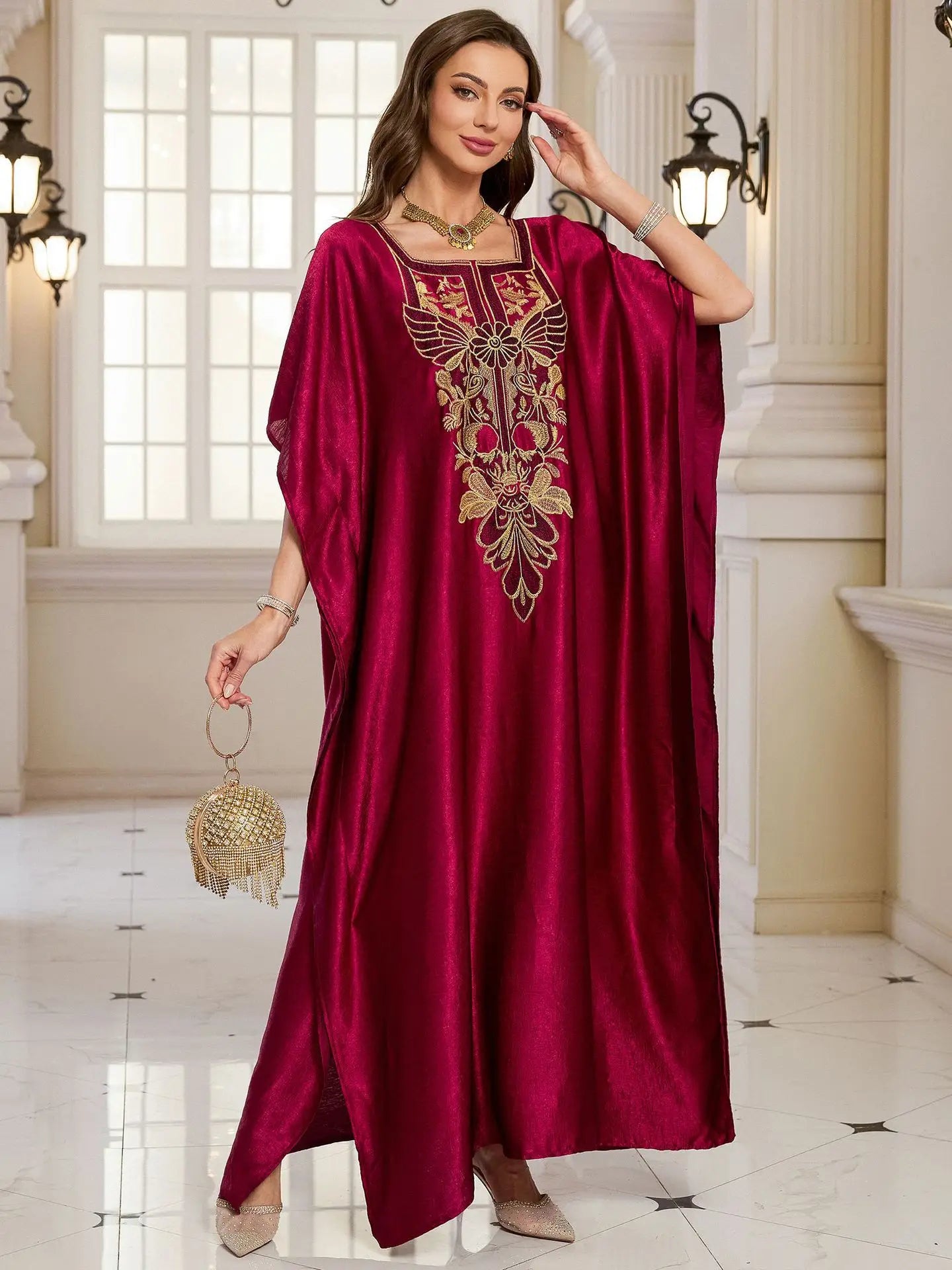 Frauen bestickte lange Kaftane Plus Size Kaftan Kleider Strand Badeanzug Cover Up Moomoo Kleid marokkanische Robe.