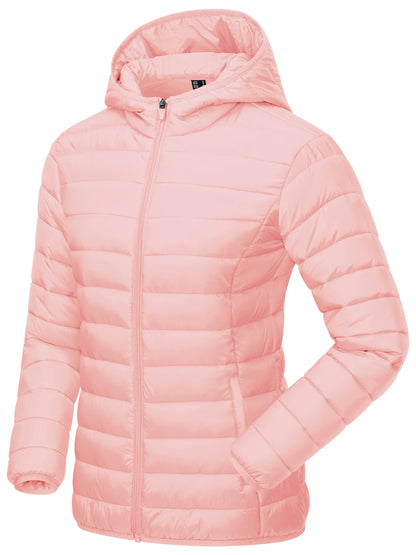 TACVASEN Winter Hooded Puffer Jacket Womens Quilted Warm Coats Casual Windbreaker Waterproof Padded Lightweight Outdoor Outwear