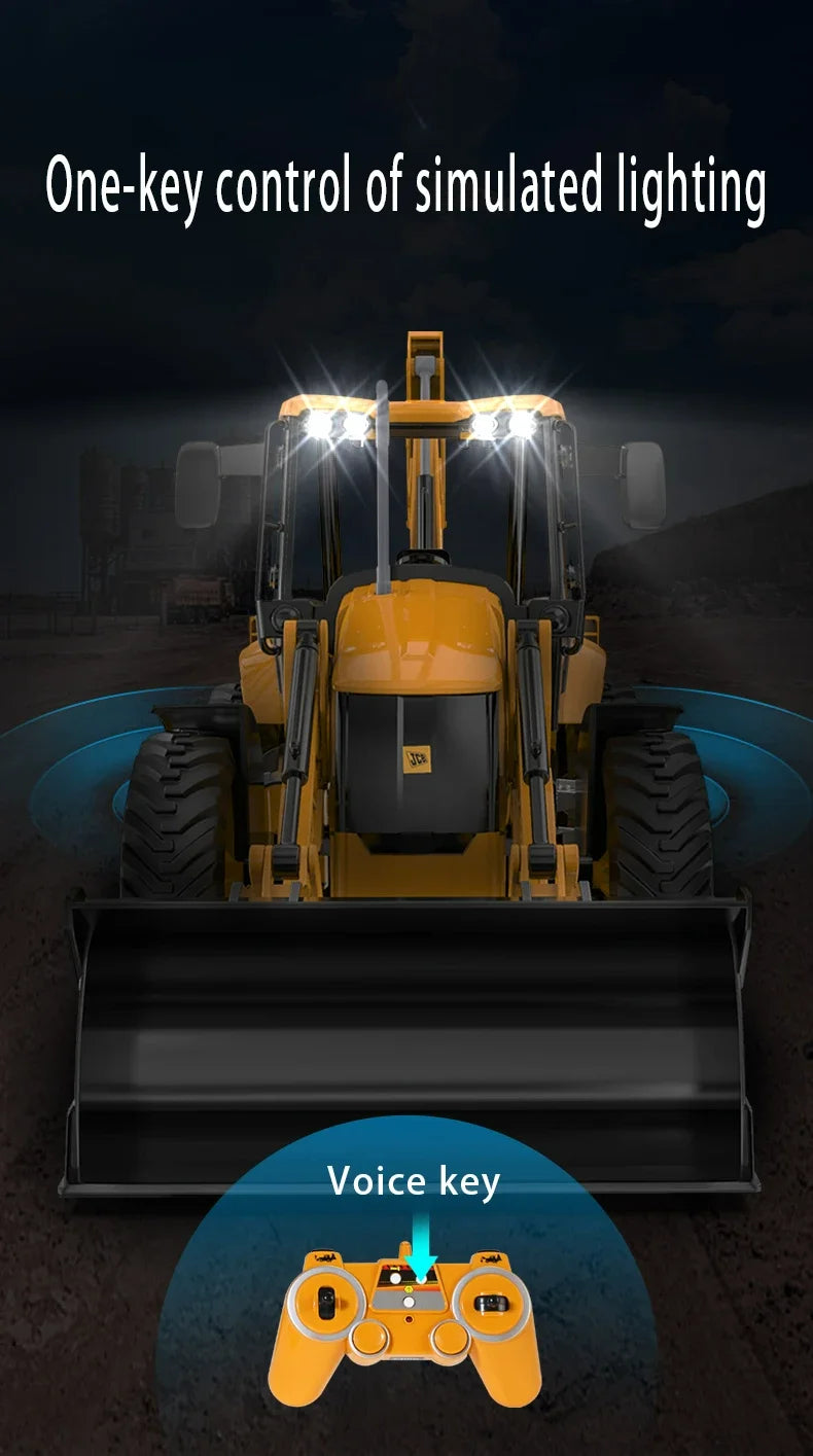 Double E E589 RC Excavator 1/20 2.4G 11CH Remote Control Cars Trucks Backhoe Loader Light Sound Construction Truck JCB Model.