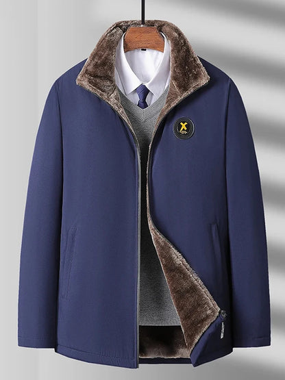 2024 New Men's Padded Cotton Clothing Fashion Casual Solid Color Windproof Lapel Long-Sleeved Jacket Street Beat Men's.