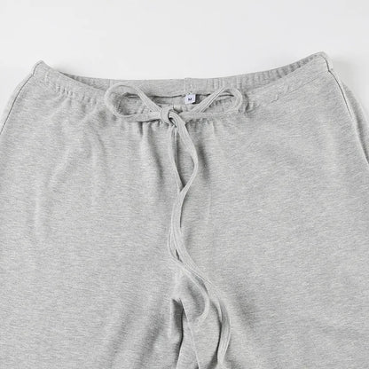 Apprabant Casual Fashion Drawstring High Waist Trousers Set Lace Up Flared Sleeve V Neck Twist Tops Plush Loose Pants Suit