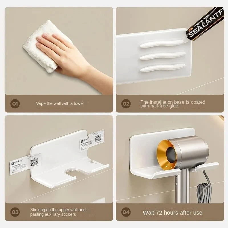 Badezimmer Organizer Haartrockner Glätteisen Halter Aluminiumlegierung Ständer Nagelfreie Regale für Wand Waschraum Lagerregal Regal