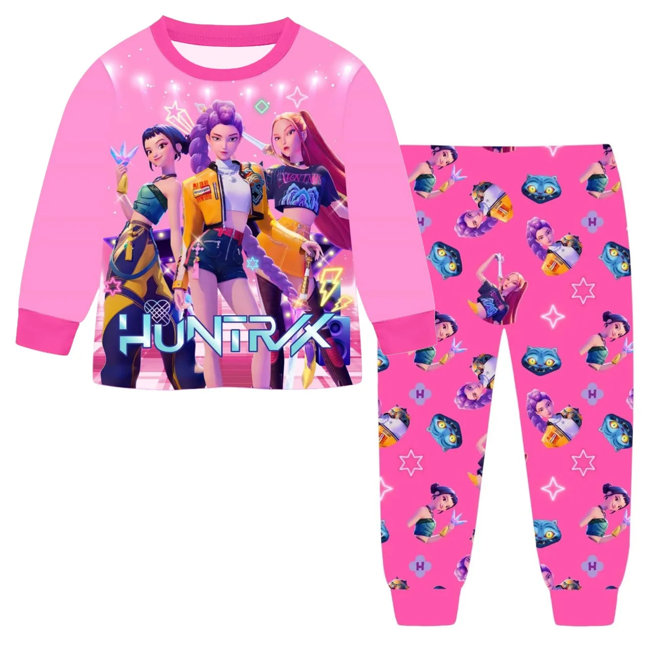 Movie Kpop Demon Hunters Kids Clothes Set Pajamas Sets Boys Daily Nightgowns Girls Long Sleeve T Shirt+Pants 2pcs Set.