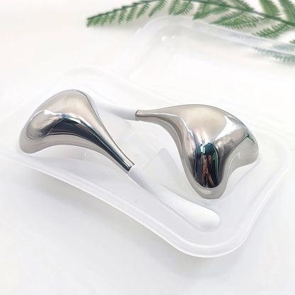 Facial Massage Cryo Spoon Facial Skin Care Ice Globes Stainless Steel Cooling Spa Globes Ice Globe Roller 2-in-1 for Face Eyes.