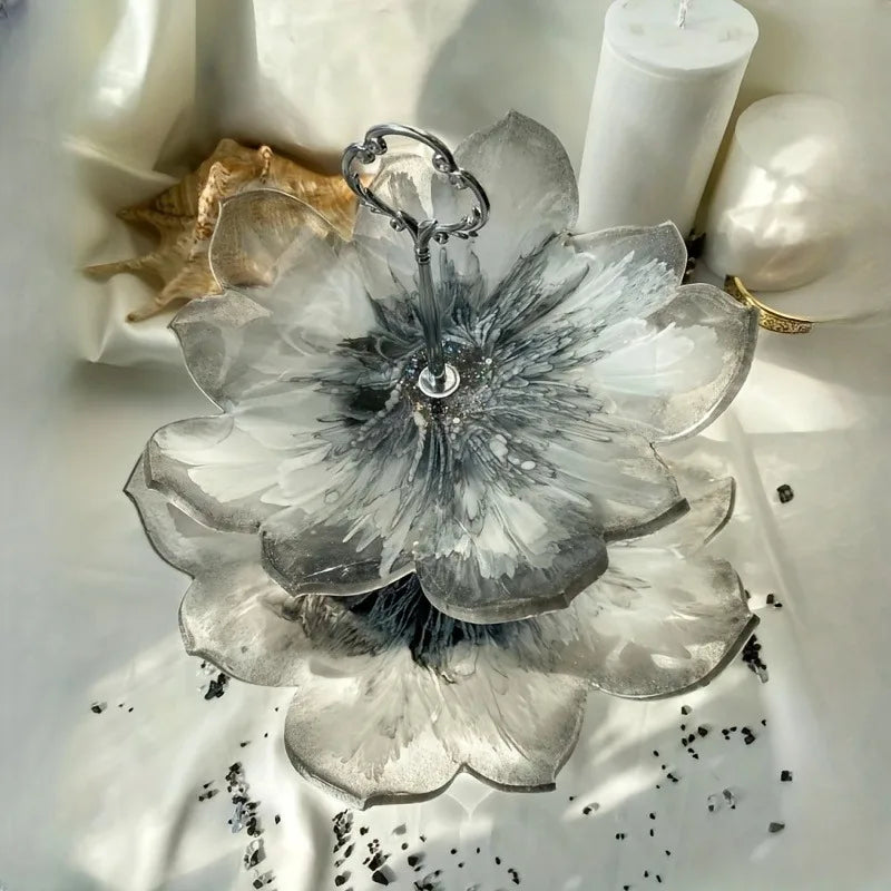 DIY Cake Stand Resin Tray Molds, Epoxy Resin Cake Storage Rack Dish Tray Casting Mold For Making Cupcake Dessert Platter.