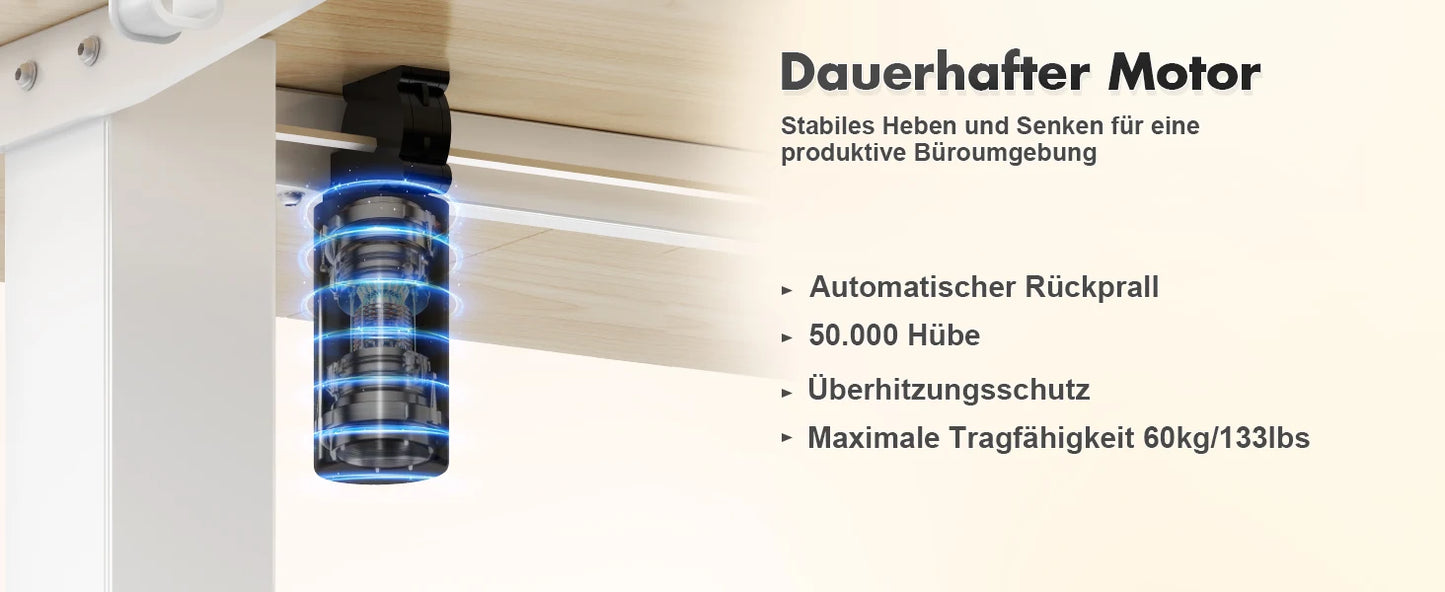 Devoko Höhenverstellbarer Schreibtisch Elektrischer mit Tischplatte 140x60cm Höhenverstellbarer Tisch Stehschreibtisch